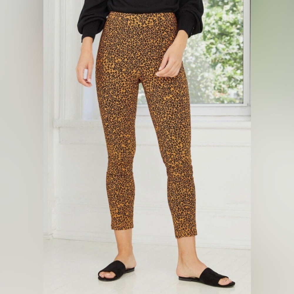 Who What Wear Leopard Print High Rise Cropped Stretchy Casual Pants Women’s 8